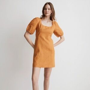 MADEWELL Maisie 100% Linen Puff Sleeve Mini Dress